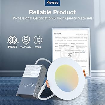 Amico 12 Pack 4 Inch 5CCT Ultra-Thin LED Recessed Dimmable